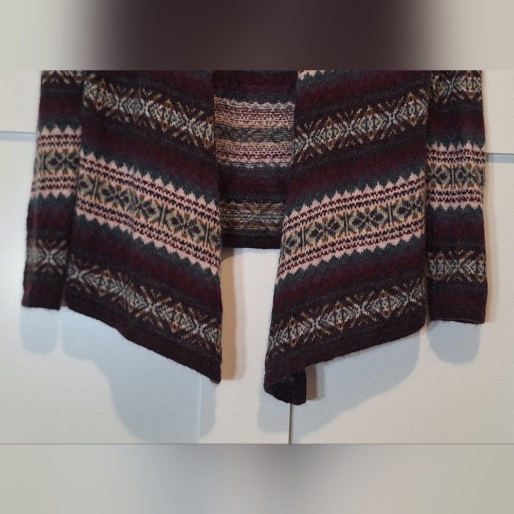 H&M Mohair Blend LOGG Open Front Cardigan Fair Isle Aztec Sz Medium Multicolor - Picture 5 of 10